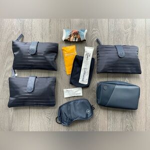 4x Bags amenity kits Travel Bag Set NEW Lufthansa Business Class Blue Airline